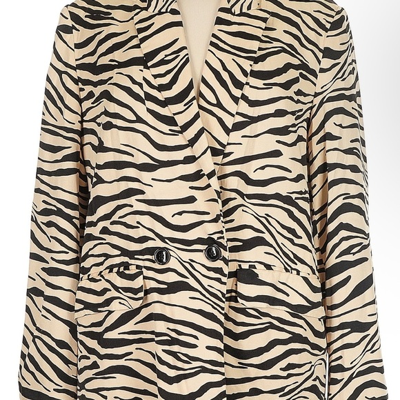 Zara Black and Beige Zebra Print Blazer - Picture 2 of 5